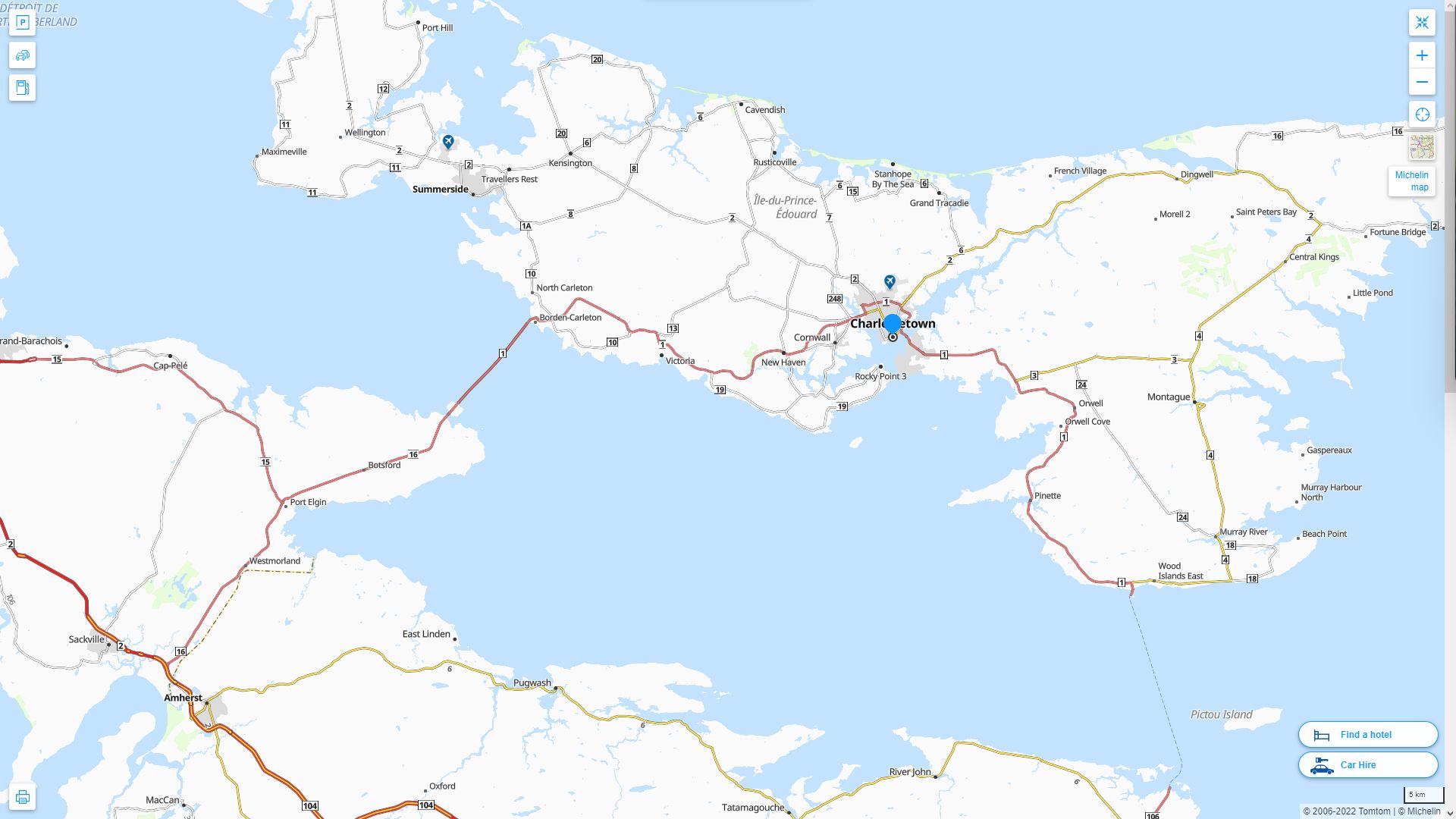 Charlottetown Highway and Road Map